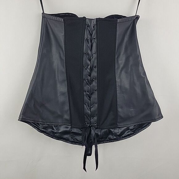 Torrid Zip Front Faux Leather Corset Top Womens Plus Size 2 Black Strapless NWT - Picture 3 of 5